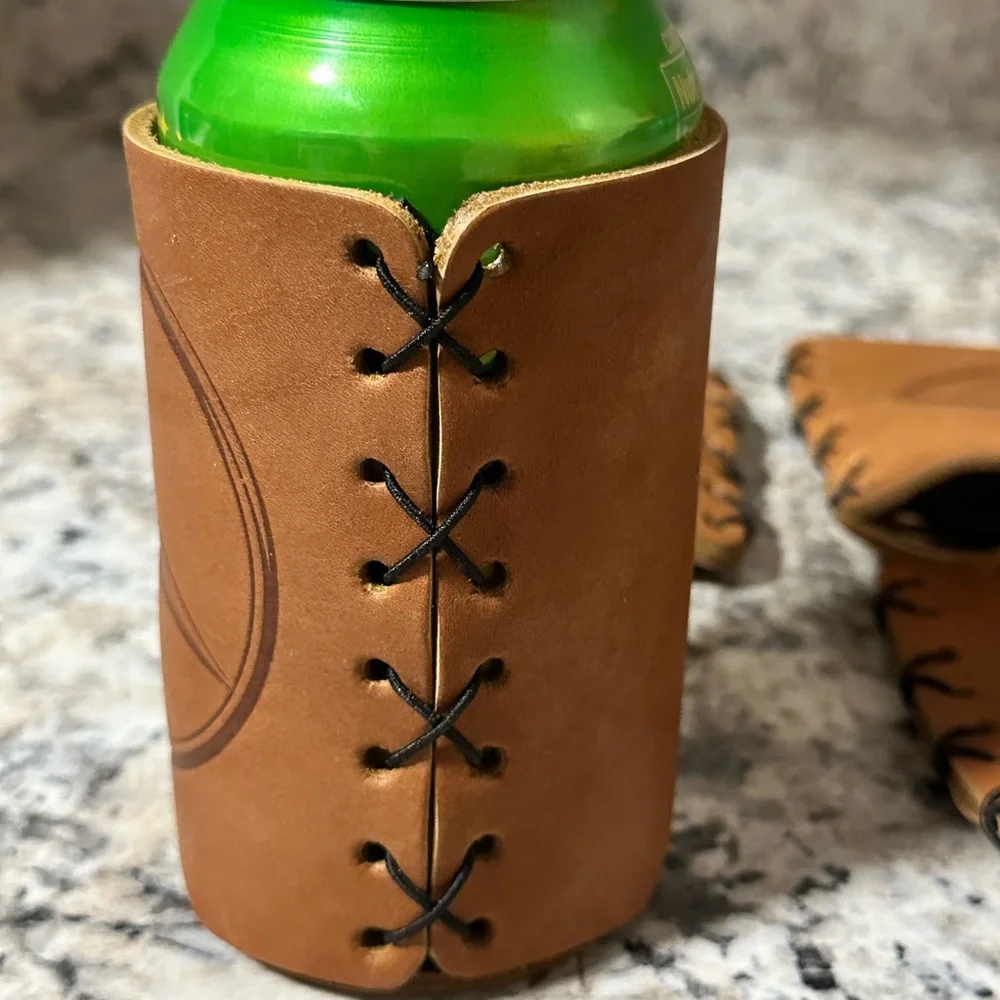 LEATHER CAN HOLDERS lot of 4 Mercedes-Benz Coozie for 12-16 oz cans. NWT - Picture 7 of 7